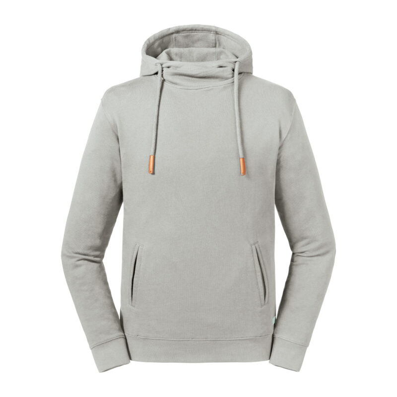 Russell Pure Organic Unisex High Collar Hooded Sweat Stone