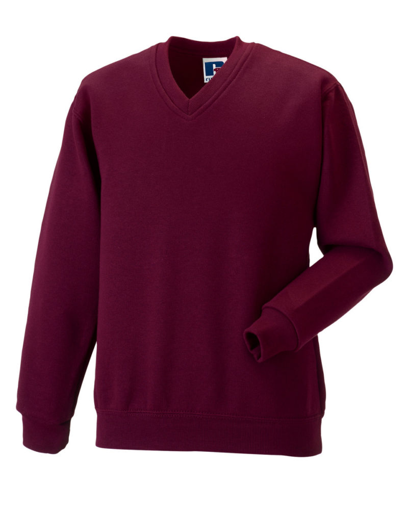 Russell Adult V-Neck Sweatshirt Burgundy