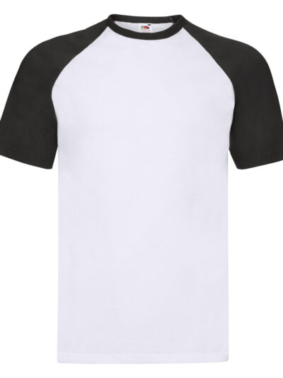 Fruit Of The Loom Men's Valueweight Short Sleeve Baseball T-Shirt White and Black