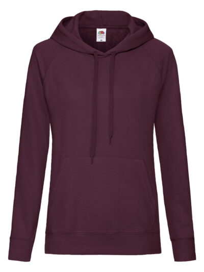 Fruit Of The Loom Ladies' Lightweight Hooded Sweat Burgundy