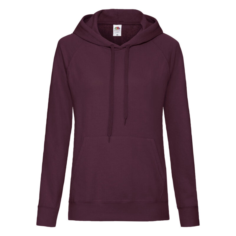 Fruit Of The Loom Ladies' Lightweight Hooded Sweat Burgundy