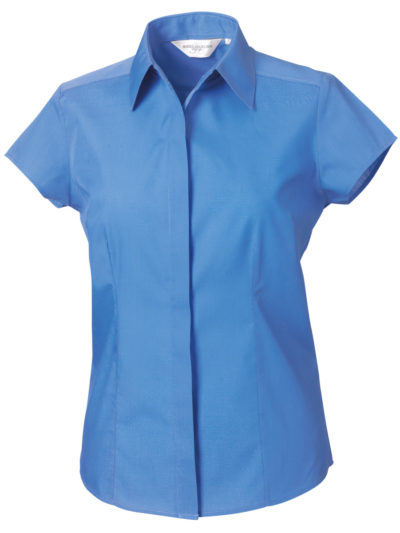 Russell Collection Ladies' Cap Sleeve Polycotton Easy Care Fitted Poplin Shirt (925F)