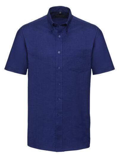 Russell Collection Men's Short Sleeve Easy Care Oxford Shirt Bright Royal