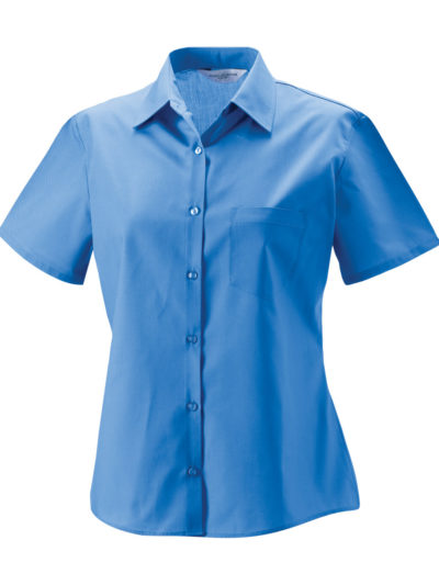 Russell Collection Ladies' Short Sleeve Polycotton Easy Care Poplin Shirt (935F)