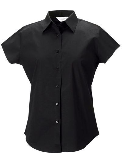 Russell Collection Ladies' Short Sleeve Easy Care Fitted Shirt Black