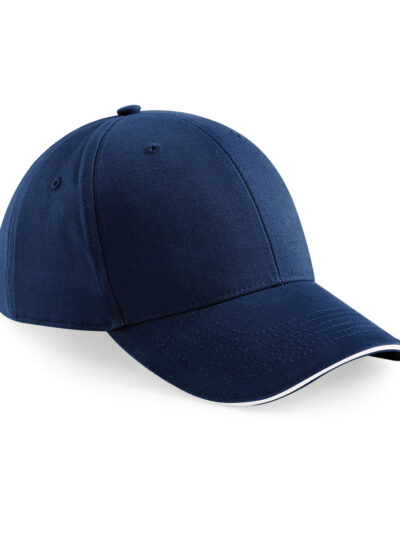 Beechfield Athleisure 6 Panel Cap French Navy and White