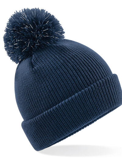 Beechfield Junior Reflective Bobble Beanie French Navy