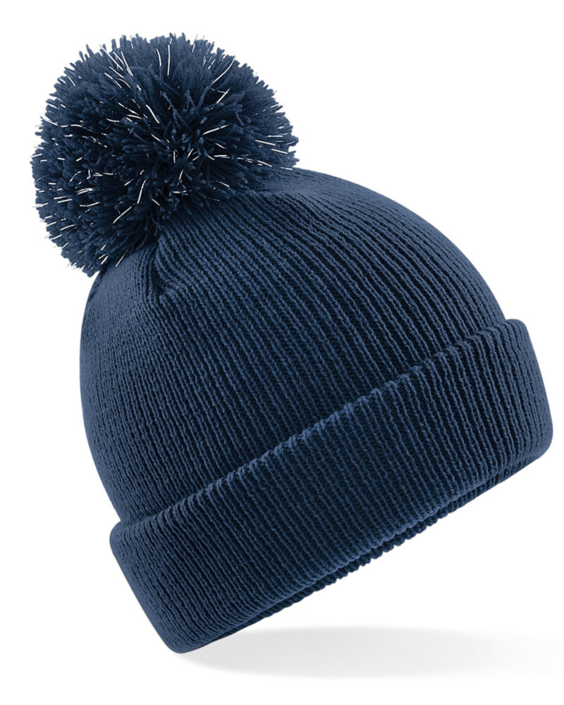 Beechfield Junior Reflective Bobble Beanie French Navy