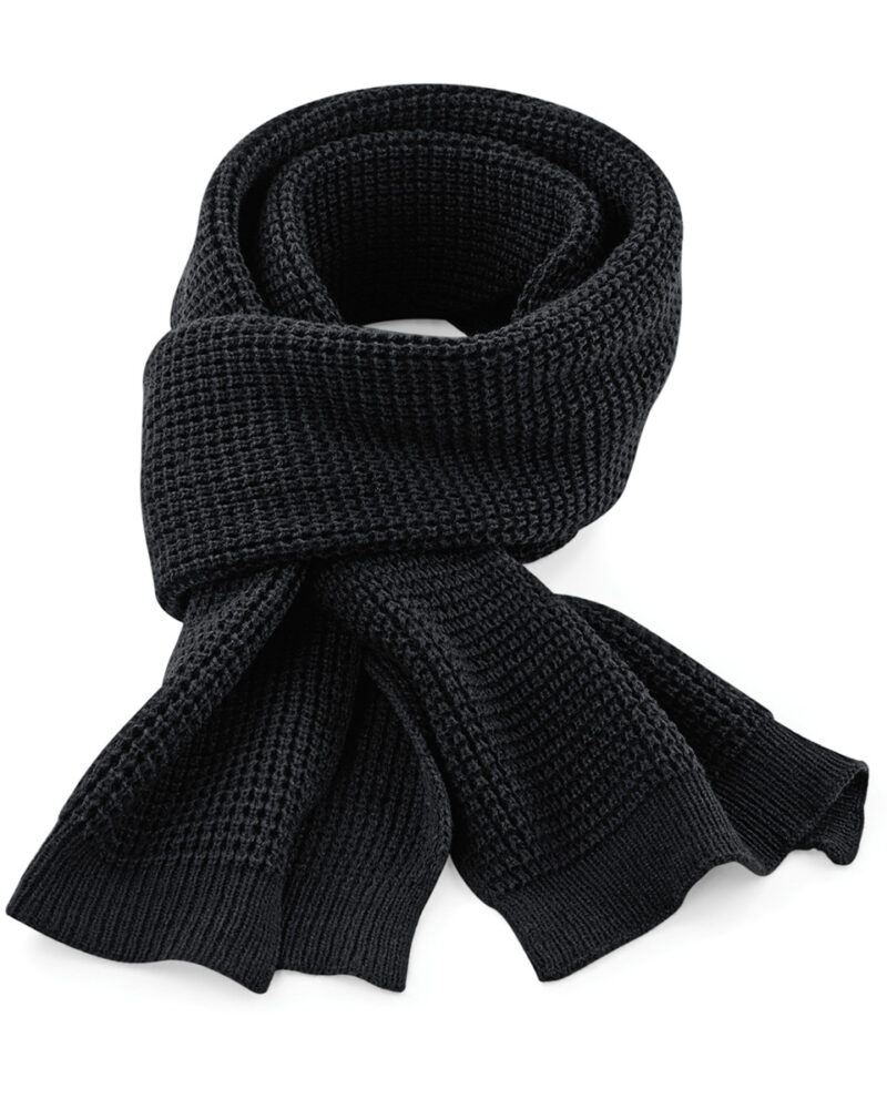 Beechfield Classic Waffle Knit Scarf Black