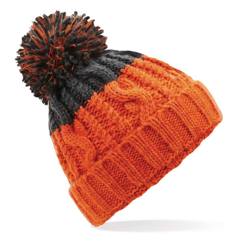 Beechfield Apres Beanie Orange and Graphite Grey