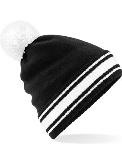 Beechfield Stadium Beanie Black and White