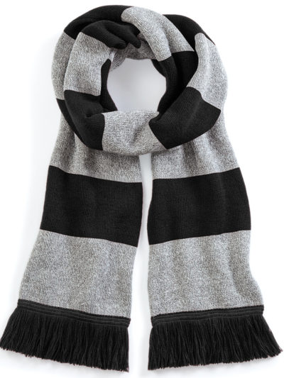 Beechfield Stadium Scarf Black and heather Grey