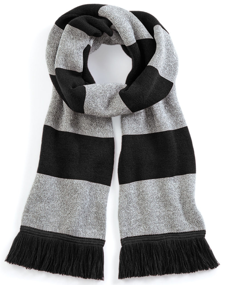 Beechfield Stadium Scarf Black and heather Grey