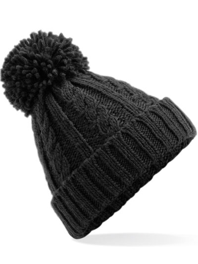 Beechfield Cable Knit Melange Beanie Black