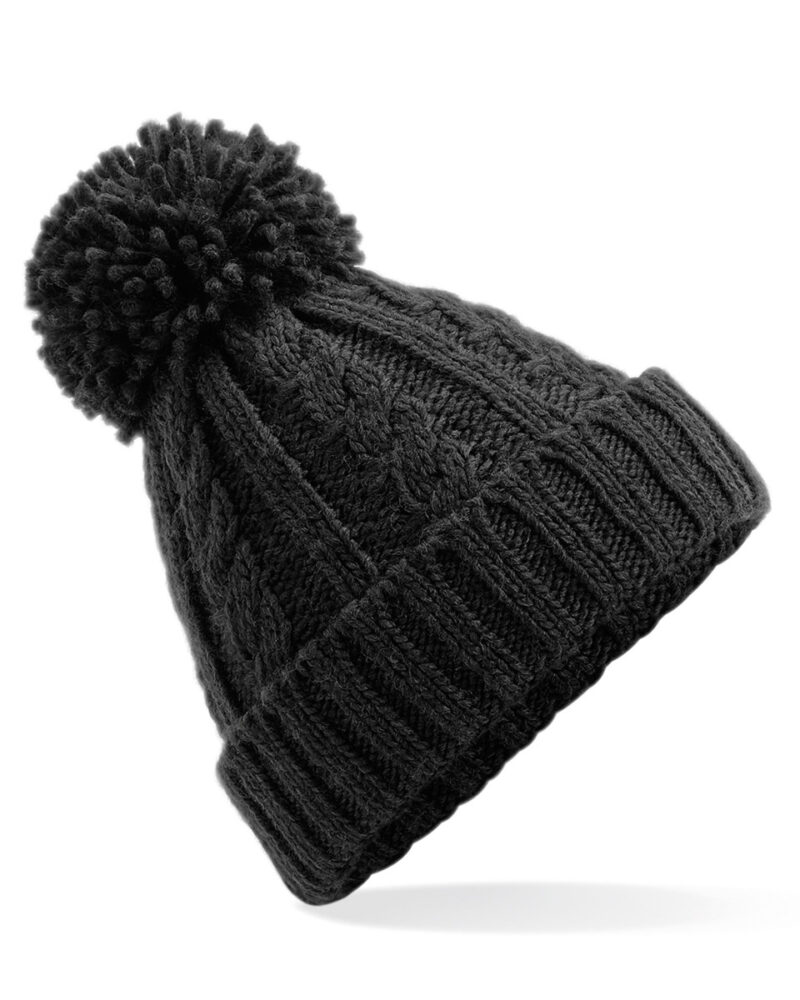 Beechfield Cable Knit Melange Beanie Black