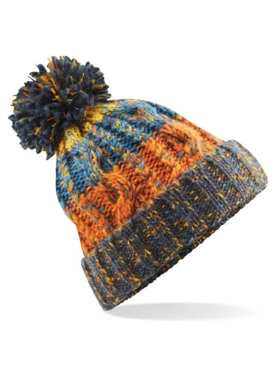 Beechfield Corkscrew Pom Pom Beanie Retro Blues