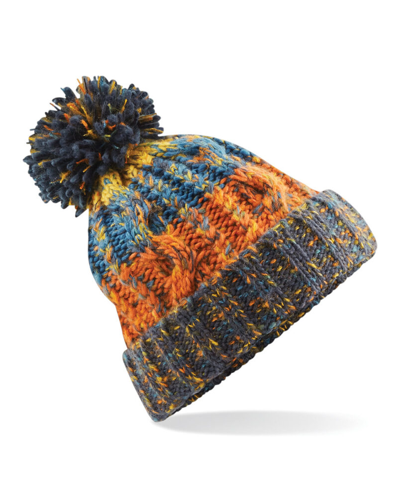 Beechfield Corkscrew Pom Pom Beanie Retro Blues