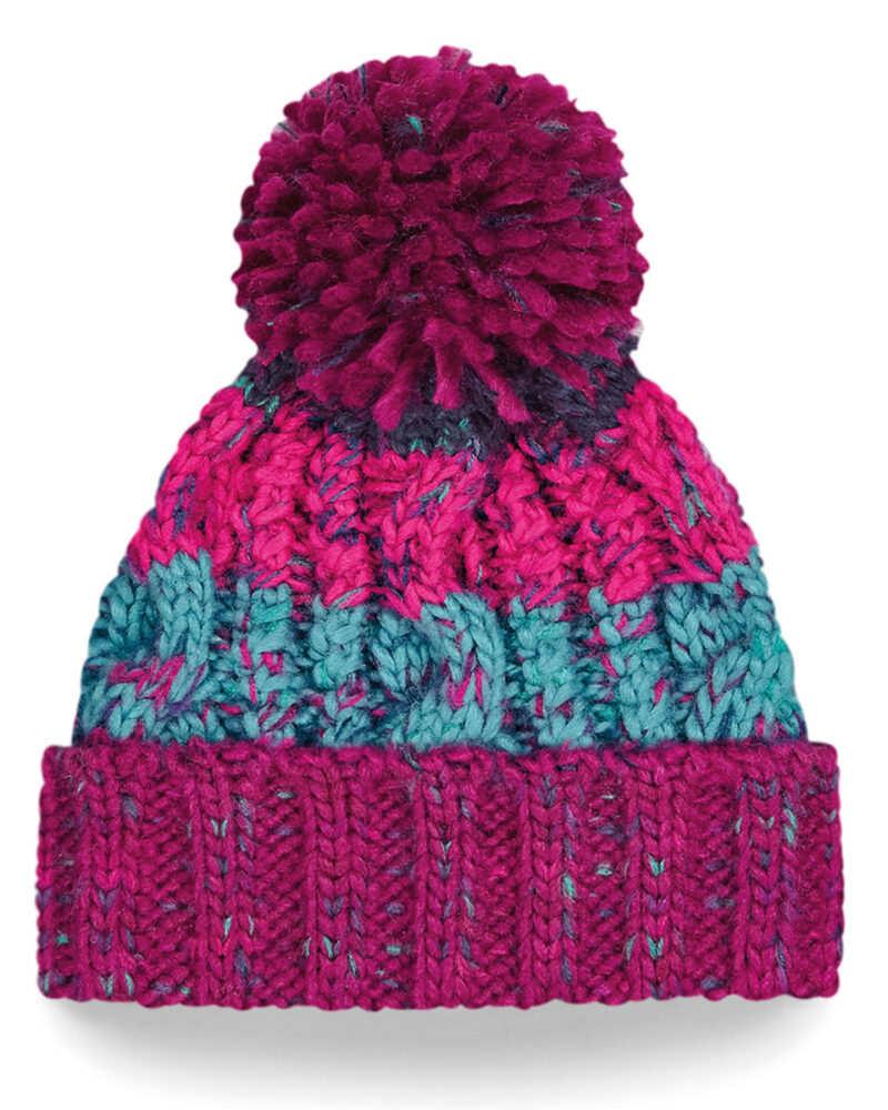 Beechfield Infant Corkscrew Pom Pom Beanie Winter Berries