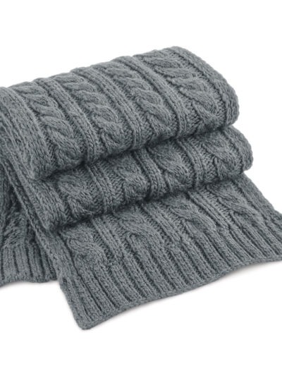 Beechfield Cable Knit Melange Scarf Light Grey