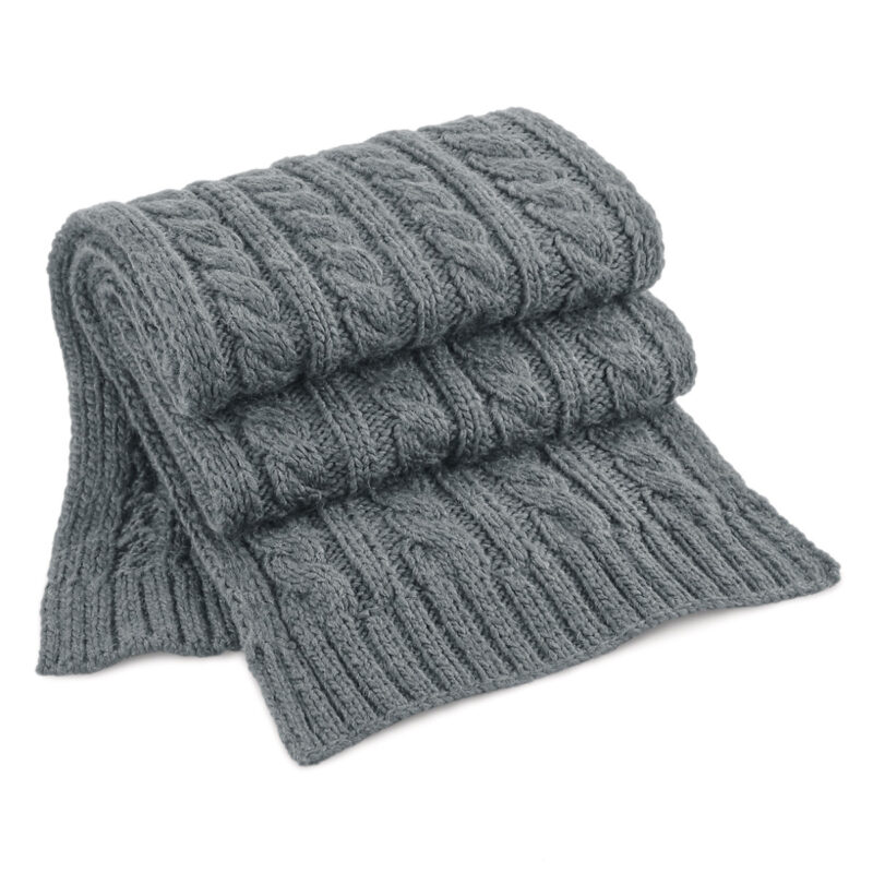 Beechfield Cable Knit Melange Scarf Light Grey