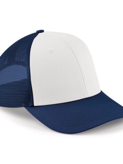 Beechfield 6 Panel Snapback Trucker French Navy and White