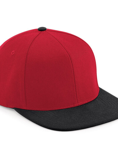 Beechfield Original Flat Peak 6 Panel Snapback Classic Red and Black