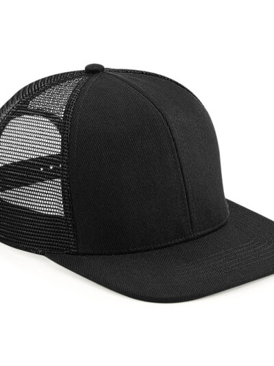 Beechfield Original Flat Peak 6 Panel Trucker Black and Black