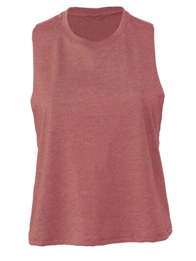 Bella Women's Racerback Cropped Tank Heather Mauve