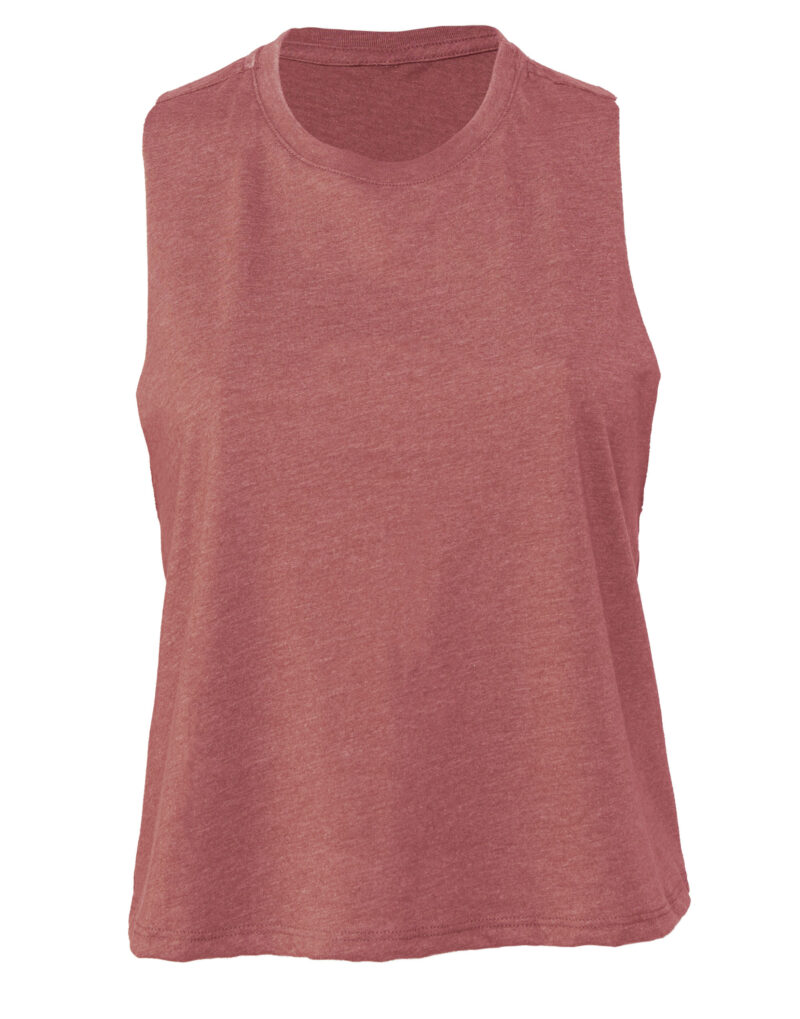 Bella Women's Racerback Cropped Tank Heather Mauve