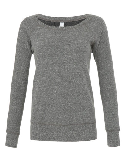 Bella Women's Sponge Fleece Wide Neck Sweatshirt Grey Triblend