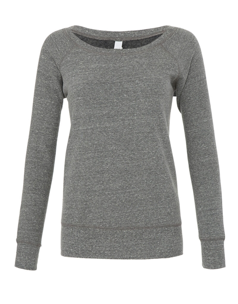 Bella Women's Sponge Fleece Wide Neck Sweatshirt Grey Triblend