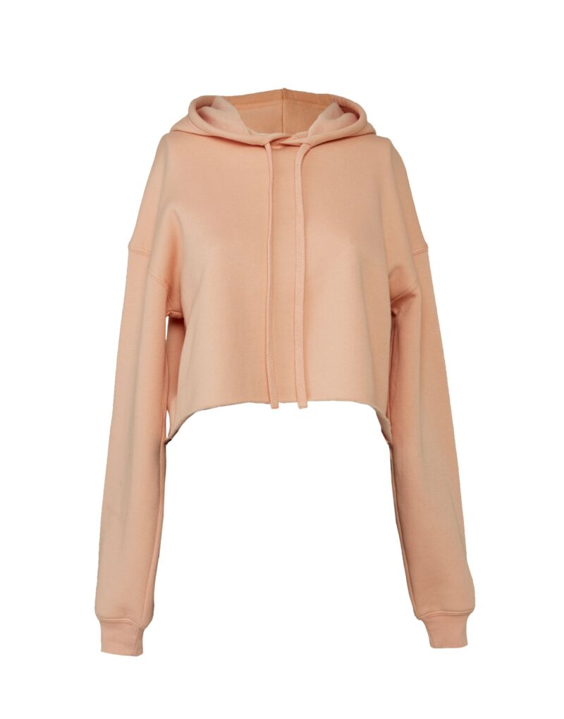 Bella Women's Cropped Fleece Hoodie Peach