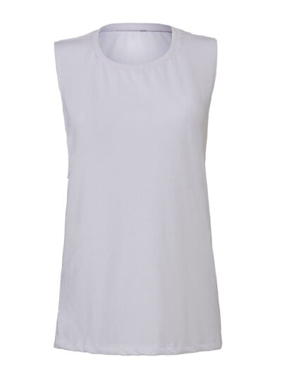 Bella Women's Flowy Scoop Muscle Tank White