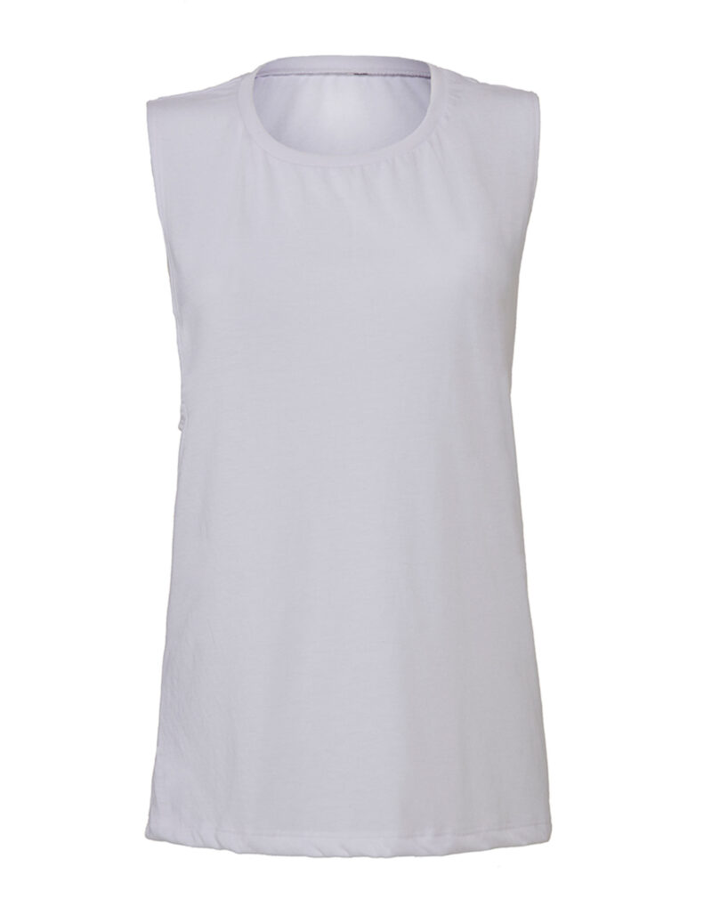 Bella Women's Flowy Scoop Muscle Tank White