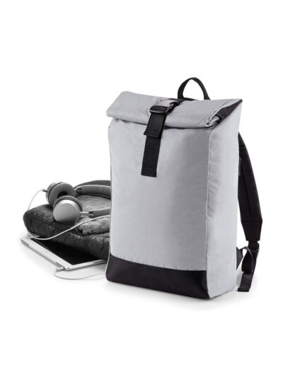 Bagbase Reflective Roll-Top Backpack Silver Reflective