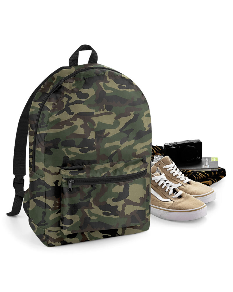 Bagbase Packaway Backpack Jungle Camo and Black