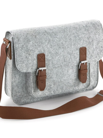 Bagbase Premium Felt Satchel Grey Melange and Tan