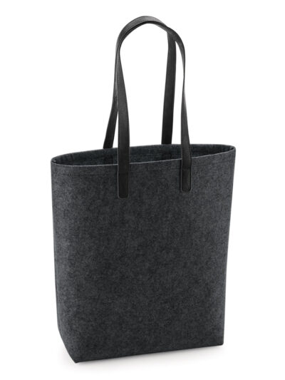 Bagbase Premium Felt Tote Charcoal Melange and Black