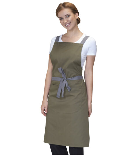 Dennys Cross Back Bib Apron Olive