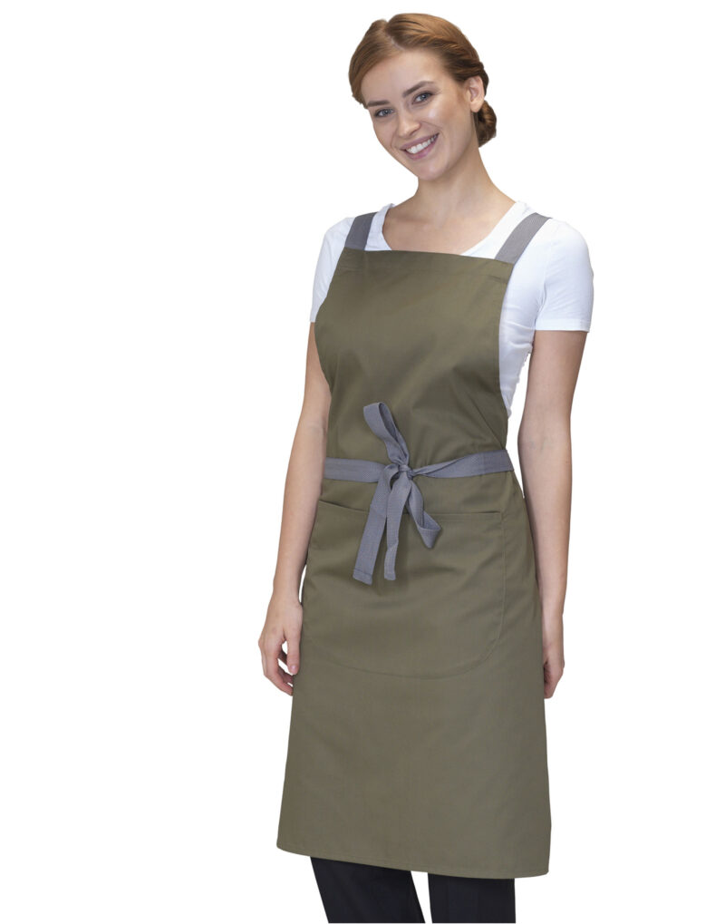 Dennys Cross Back Bib Apron Olive