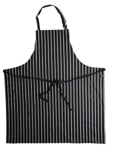 Dennys Large Cotton Striped Apron Black and White