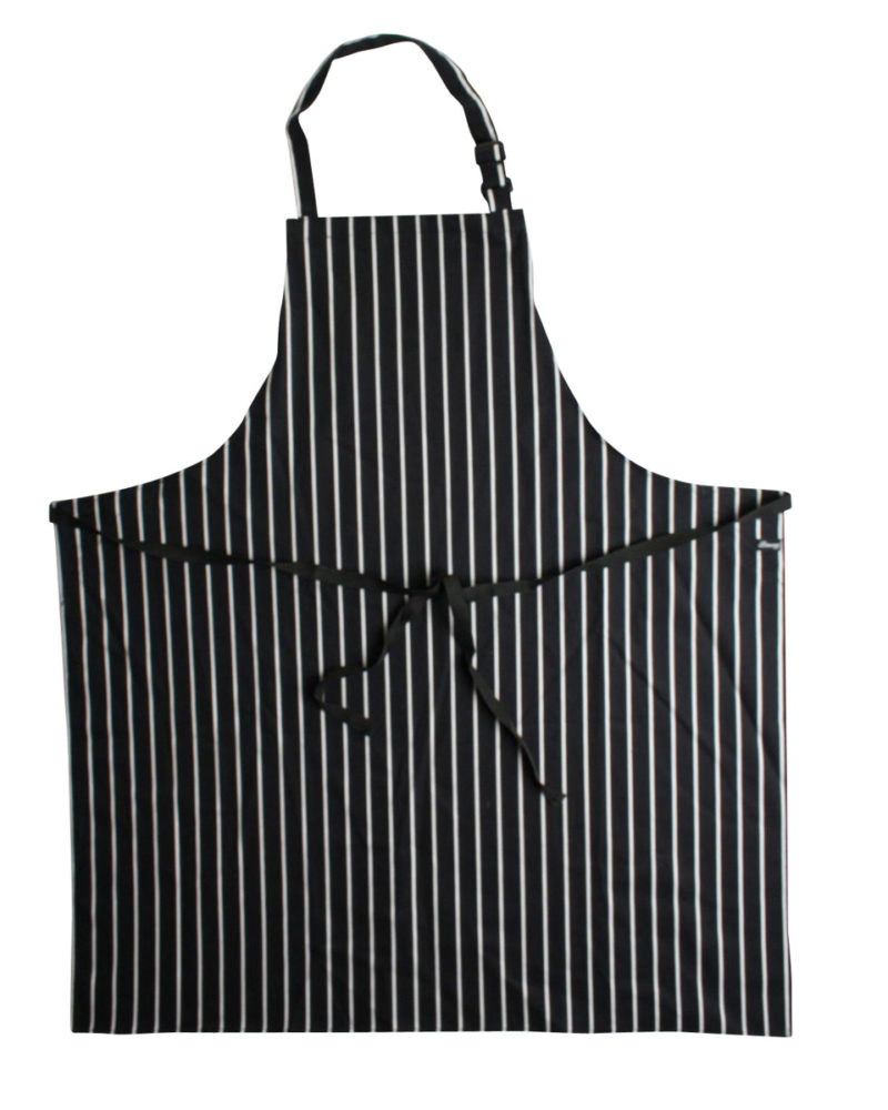 Dennys Large Cotton Striped Apron Black and White