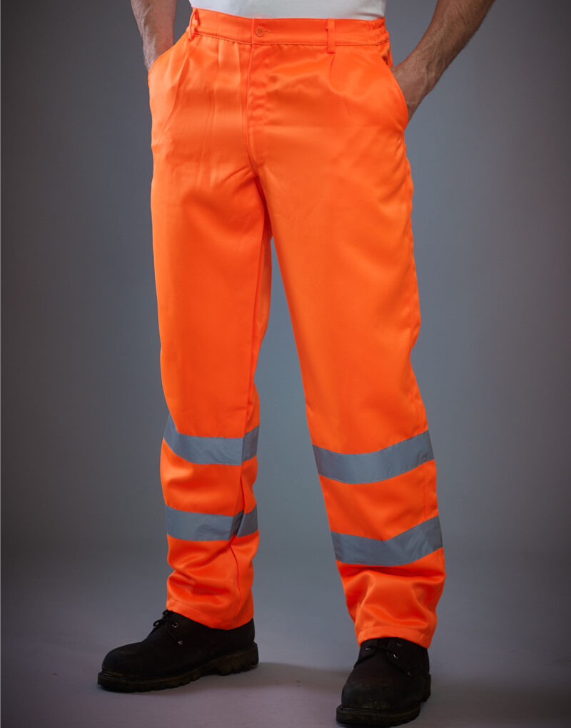 Yoko Hi-Vis Polycotton Work Trouser (Reg) Hi Vis Orange