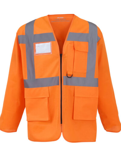 Yoko Hi-Vis Executive Long Sleeve Waistcoat Hi Vis Orange