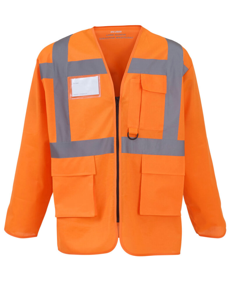 Yoko Hi-Vis Executive Long Sleeve Waistcoat Hi Vis Orange