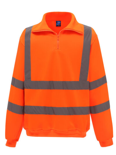 Yoko Hi-Vis 1/4 Zip Sweatshirt Hi Vis Orange