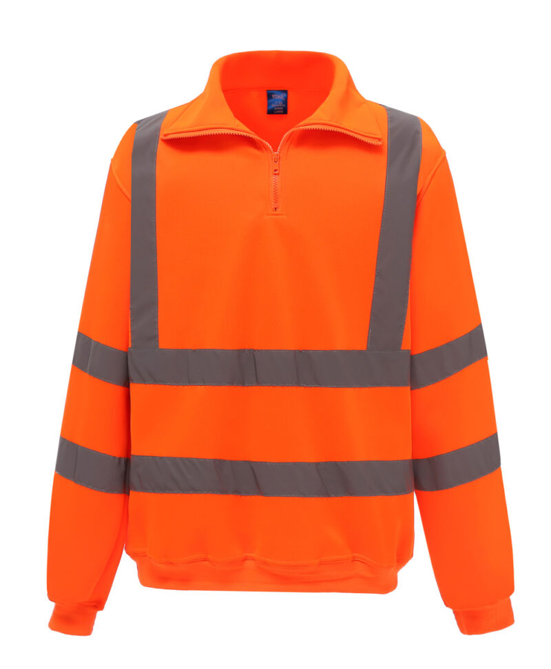 Yoko Hi-Vis 1/4 Zip Sweatshirt Hi Vis Orange