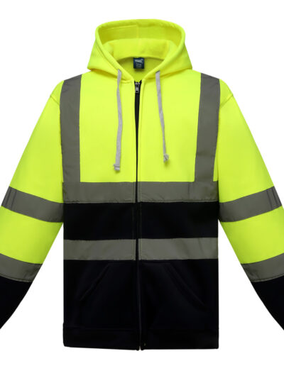 Yoko Hi-Vis Zipped Hoodie Hi-Vis Yellow and Navy