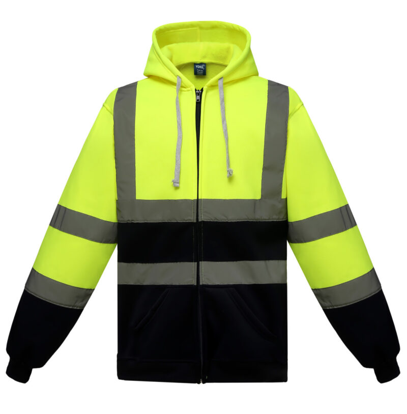 Yoko Hi-Vis Zipped Hoodie Hi-Vis Yellow and Navy