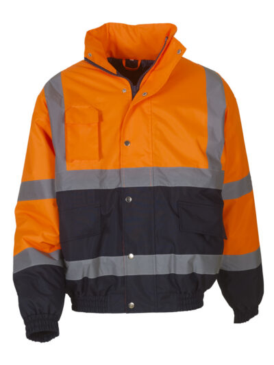 Yoko Hi-Vis 2 Tone Bomber Jacket Orange and Navy